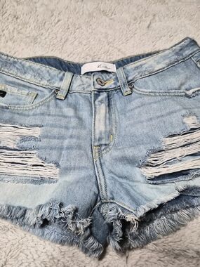Light Blue Distressed Denim Women's Shorts